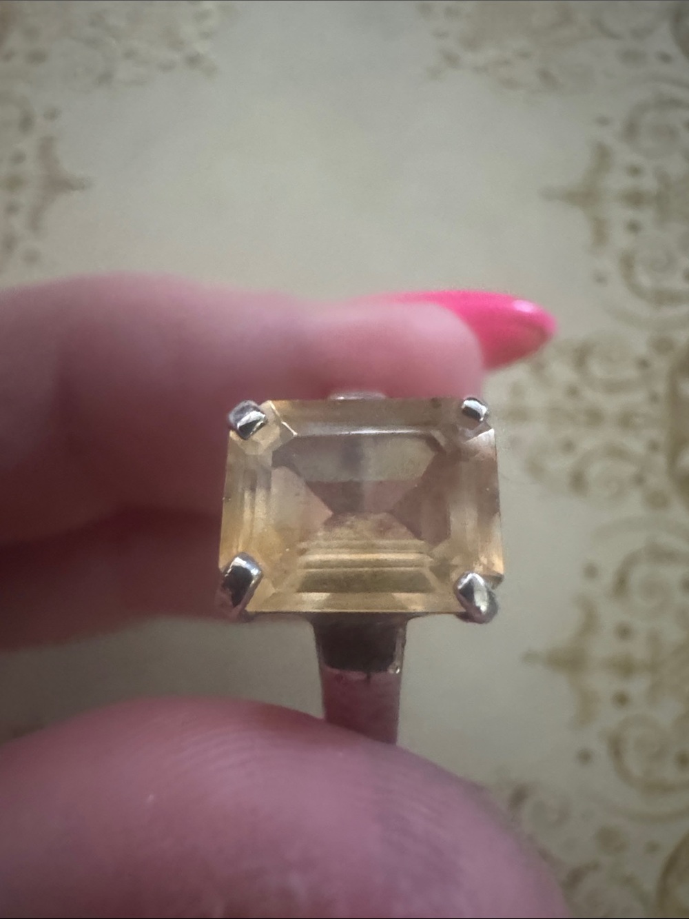 Yellow Square-Cut Gemstone Ring - Unbranded